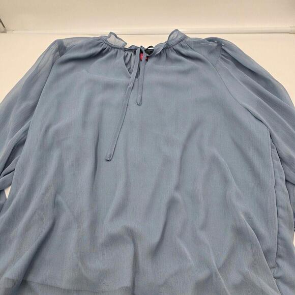 Vince Camuto Blue Flowy Boho Minimalist Blouse Large - Picture 10 of 13